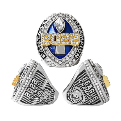 2022 Fantasy Football Champion Ring Set (5PCS) – Fan Gift Collection with Wooden Box