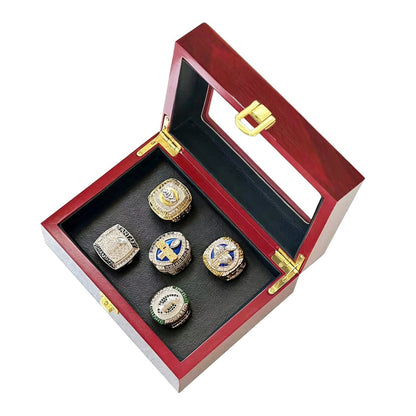 2022 Fantasy Football Champion Ring Set (5PCS) – Fan Gift Collection with Wooden Box