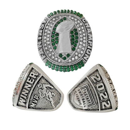2022 Fantasy Football Champion Ring Set (5PCS) – Fan Gift Collection with Wooden Box