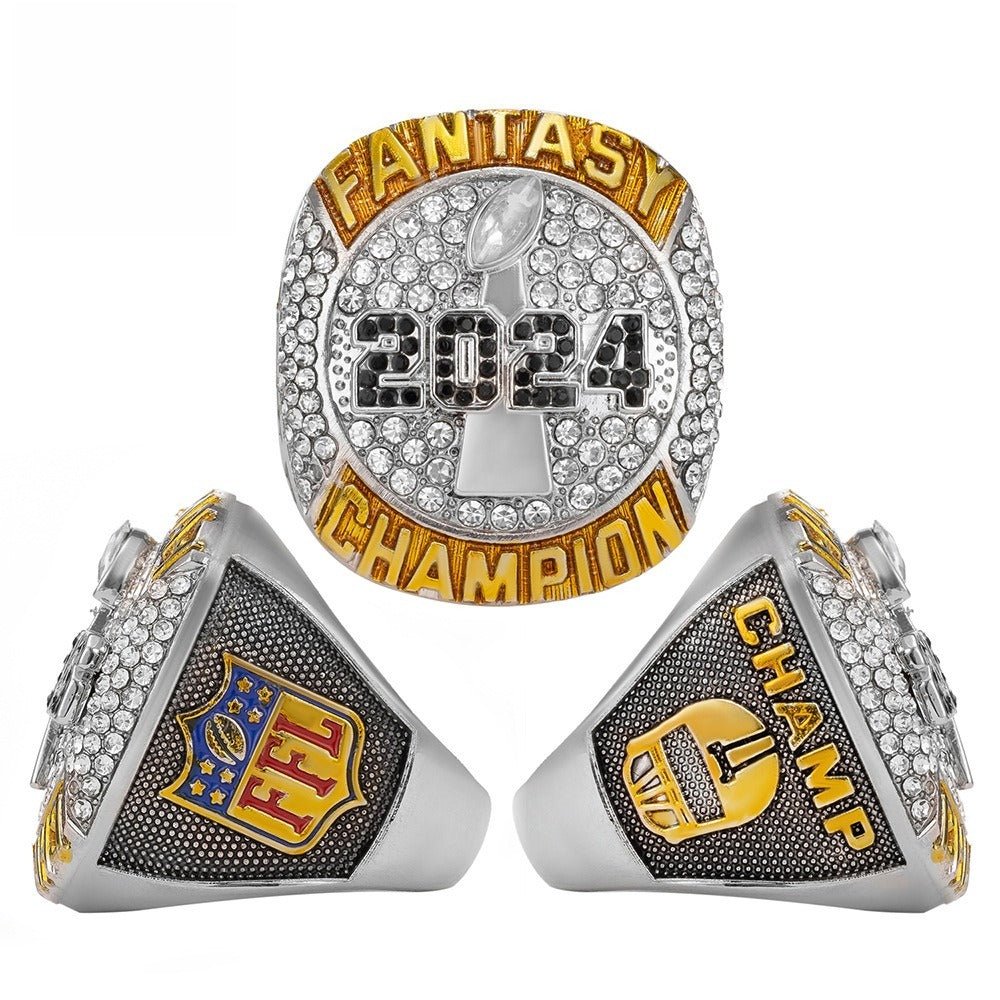 2024 Fantasy Football League Championship Ring – Collectible Sports Gift for Fans