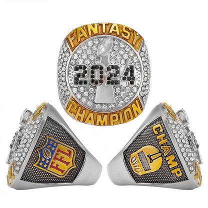 2024 Fantasy Football League Championship Ring – Collectible Sports Gift for Fans