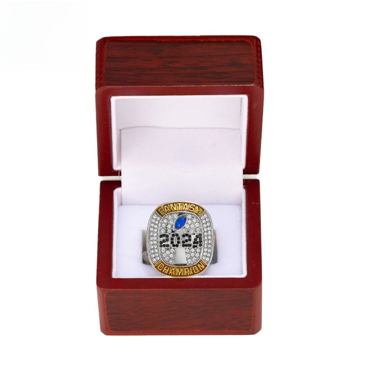 2024 Fantasy Football Championship Ring – Silver Trophy Design