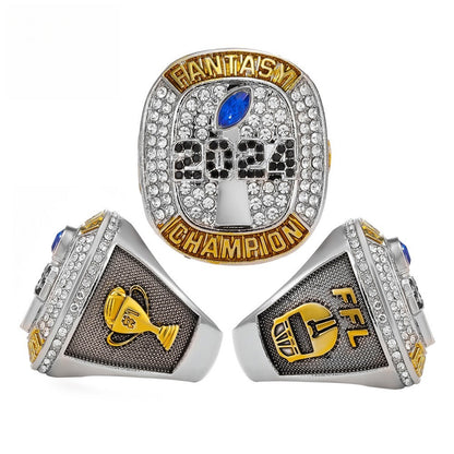 2024 Fantasy Football Championship Ring – Silver Trophy Design