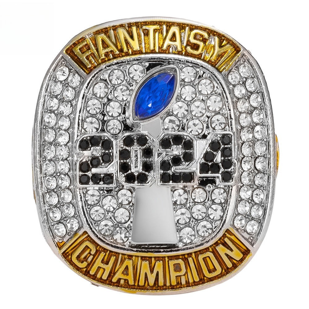 2024 Fantasy Football Championship Ring – Silver Trophy Design
