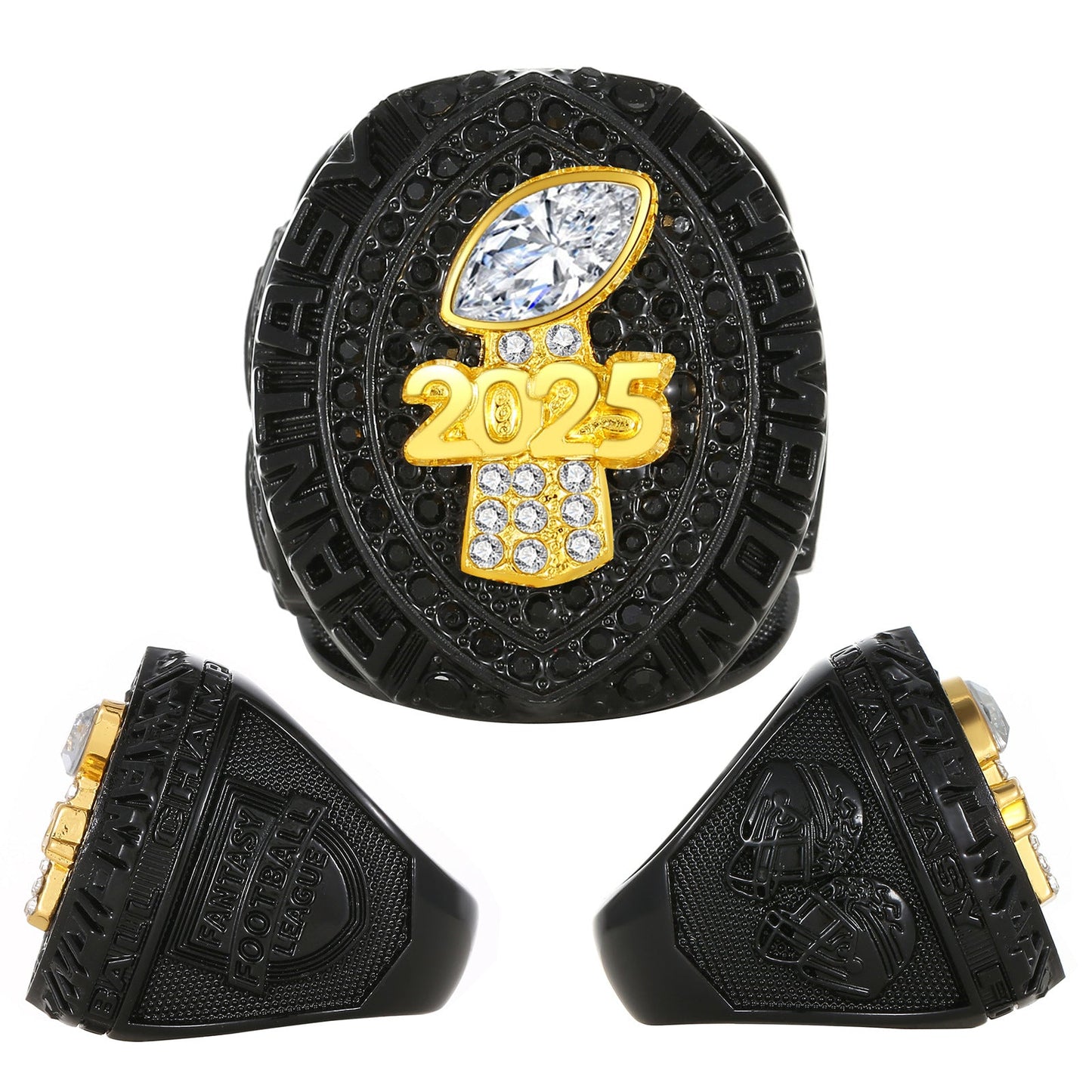 2025 Fantasy Football Championship Ring – Black Edition Fan Collectible Gift