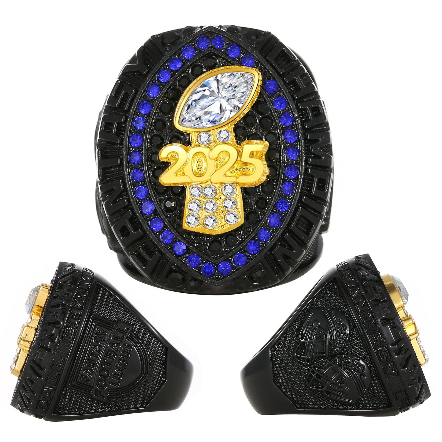 2025 Fantasy Football Championship Ring – Black Edition Fan Collectible Gift