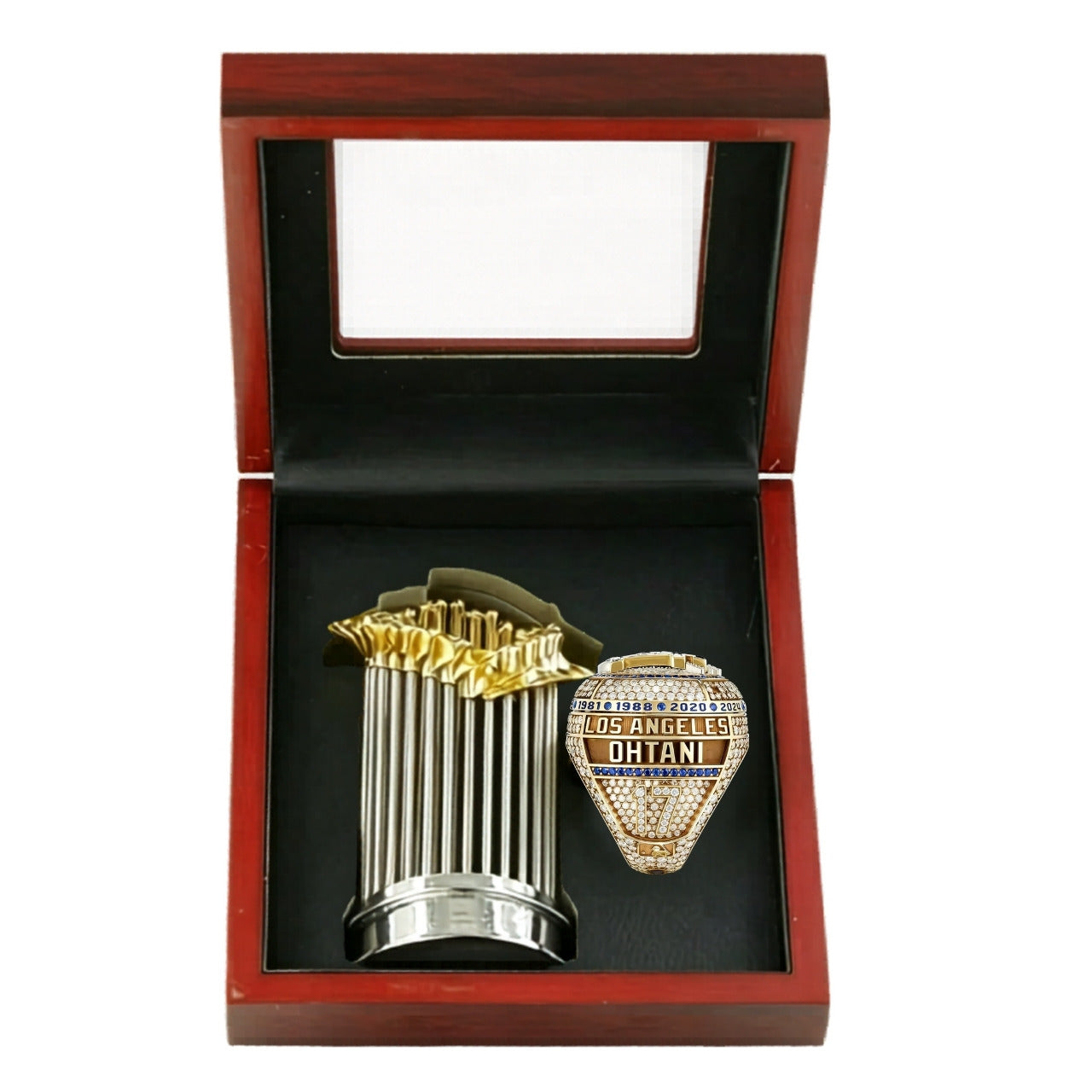 2025 Los Angeles Baseball Championship Replica Ring & Trophy Set – Fan Collectible Jewelry Gift
