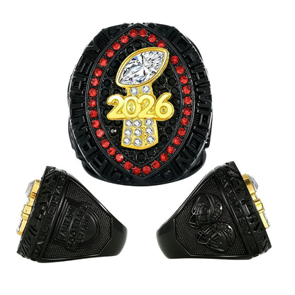 2026 Fantasy Football Champion Black Ring –  Fan Keepsake Gift with Wooden Box