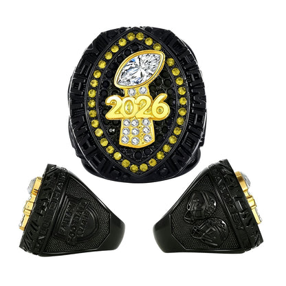 2026 Fantasy Football Champion Black Ring –  Fan Keepsake Gift with Wooden Box