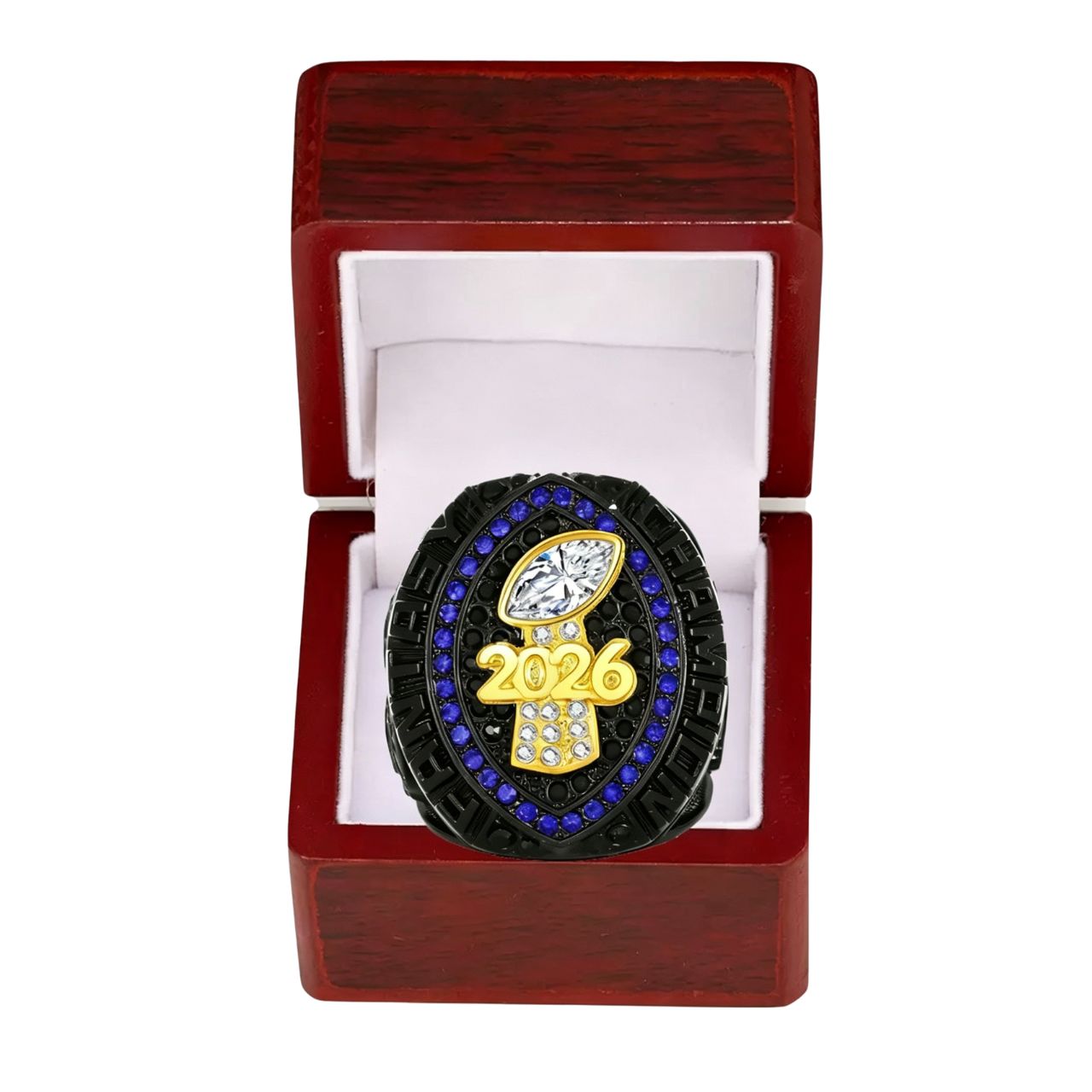 2026 Fantasy Football Champion Black Ring –  Fan Keepsake Gift with Wooden Box