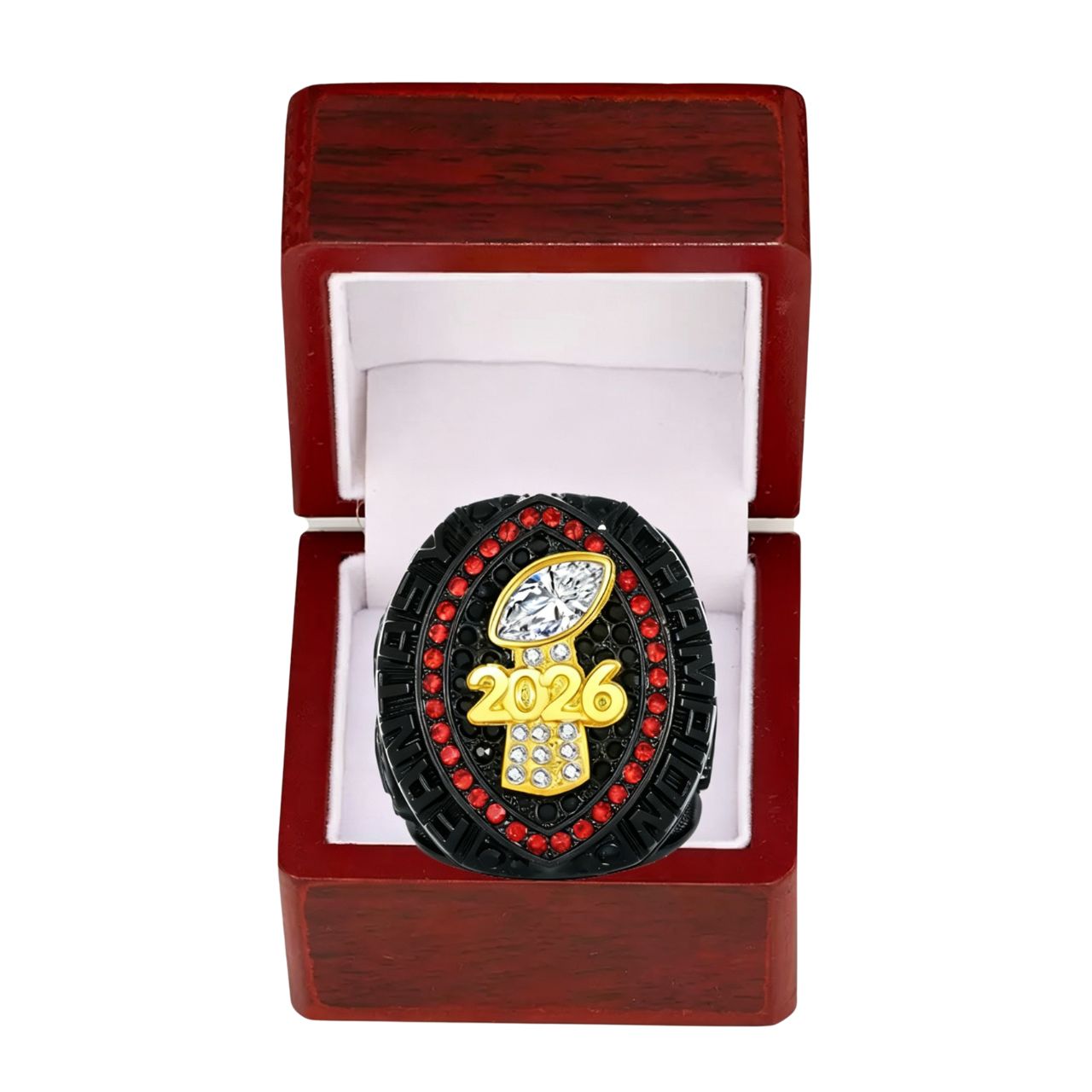 2026 Fantasy Football Champion Black Ring –  Fan Keepsake Gift with Wooden Box