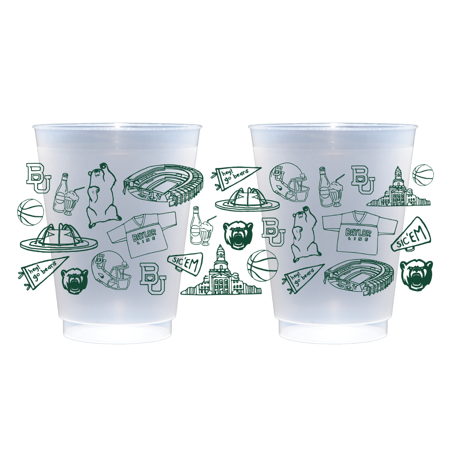 Baylor Shatterproof Cups - Set of 8