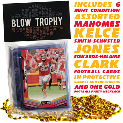 Kansas City Chiefs Super Bowl LVII Football Card Bundle, Set of 6 Assorted Patrick Mahomes Travis Kelce Juju Smith Schuster Edwards Helaire Clark Jones Football Cards Protected by Sleeve and Toploader