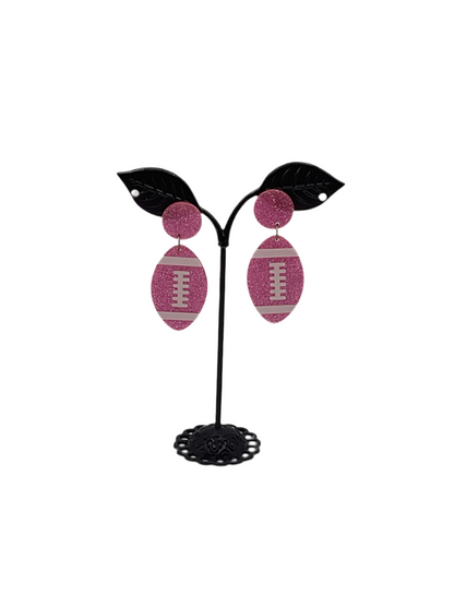 Pink football earrings