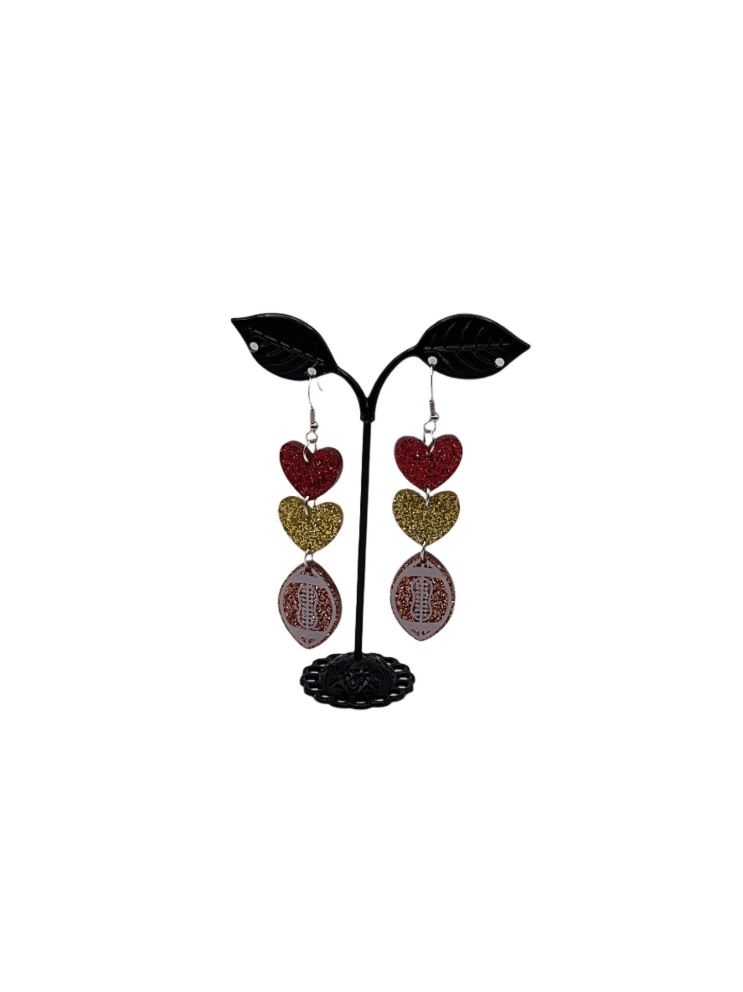 Hearts and Football Earrings