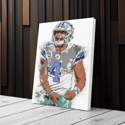 Dak Prescott Canvas Art – Dallas Cowboys Wall Decor