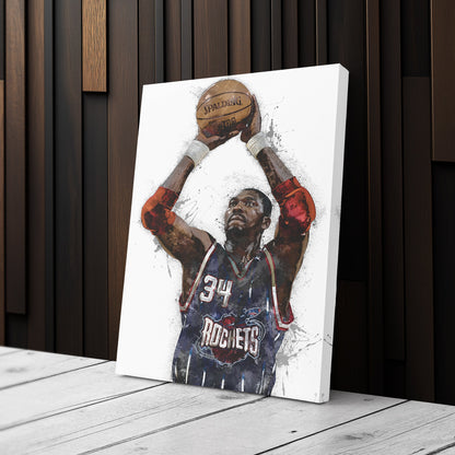 Hakeem Olajuwon Canvas Art – Houston Rockets Wall Decor