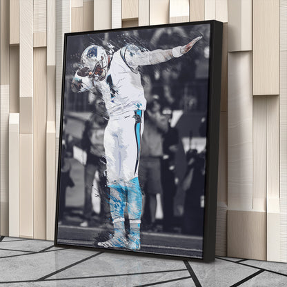 Cam Newton Canvas Art - Panthers Dab Celebration Wall Decor