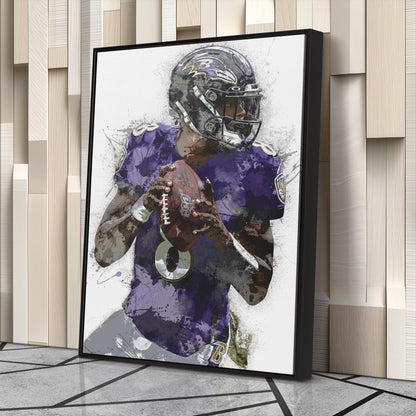 Lamar Jackson Canvas Art – Baltimore Ravens Wall Decor