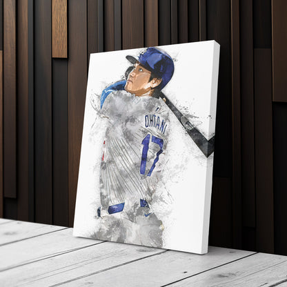 Shohei Ohtani Canvas Art – Los Angeles Dodgers Wall Decor