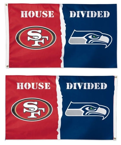 49ers vs Seahawks House Divided Flag 2 Sided 3x5