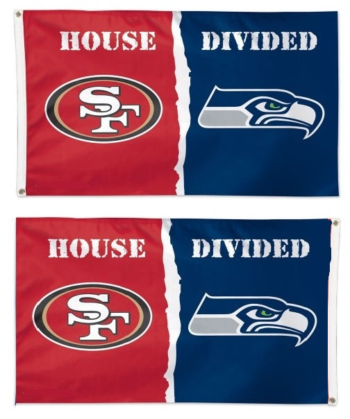 49ers vs Seahawks House Divided Flag 2 Sided 3x5