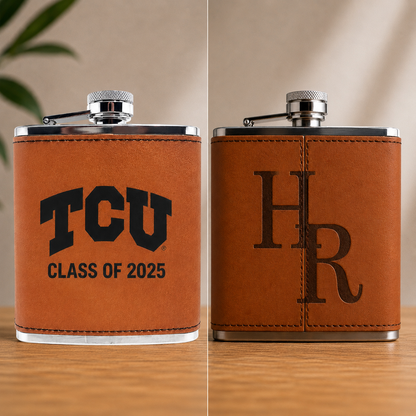 Texas Christian University (TCU) Leather Flask