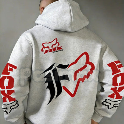 Fox Racing Inspired Vintage Graphic Hoodie – Retro Motocross Lifestyle Pullover, MTB Streetwear, Unisex Action Sports Apparel
