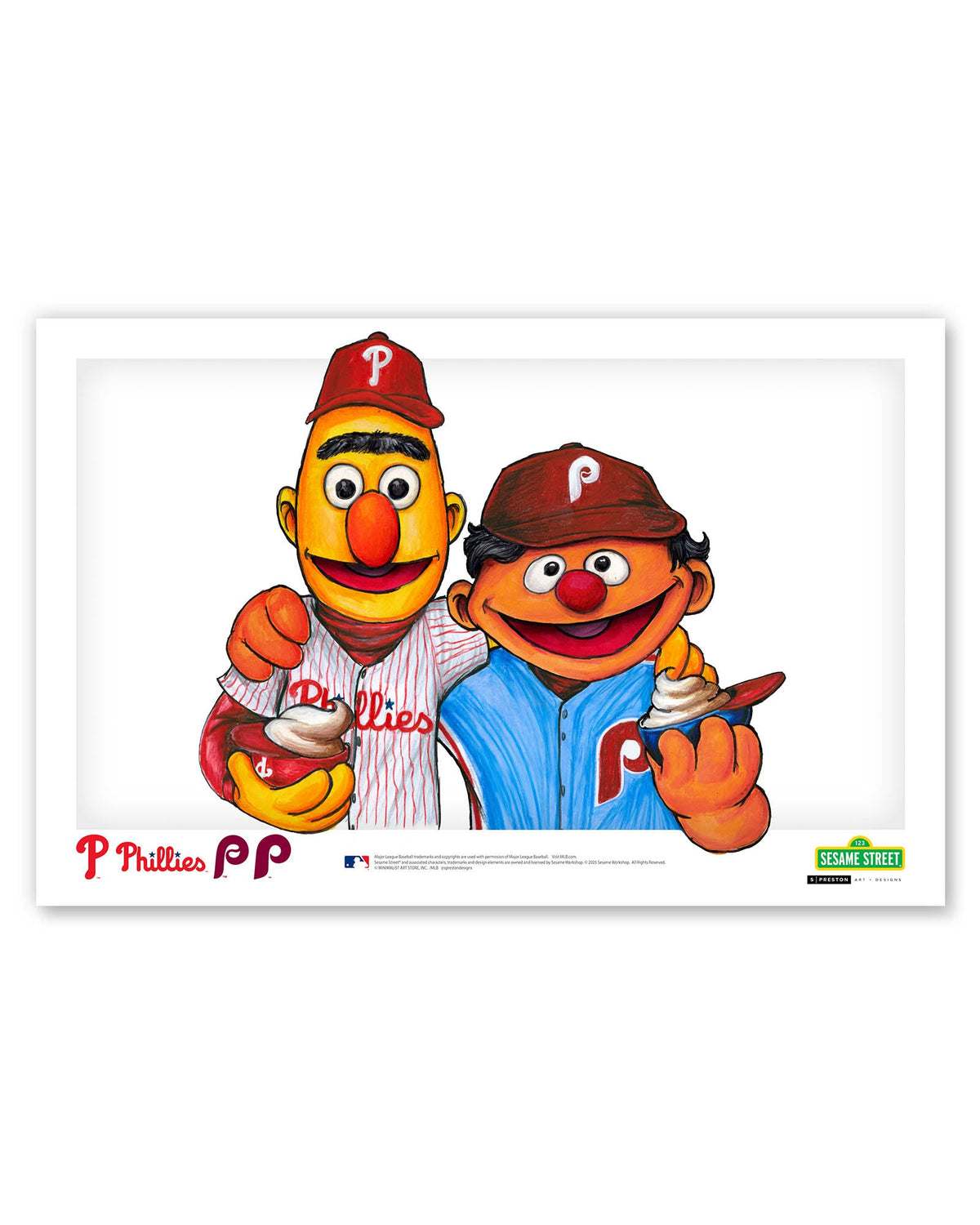 Bert and Ernie x MLB Phillies Limited Edition Art Print