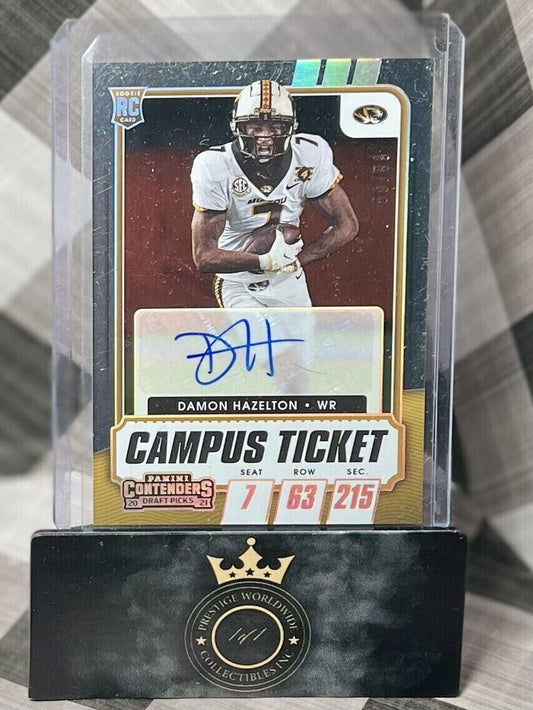 DAMON HAZELTON 2021 Panini Contenders Campus Ticket Auto /99 #301 Texans Missou