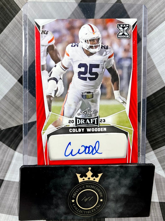 Colby Wooden 2023 Leaf Draft Red Rookie Auto #BA-CW1