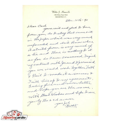 Rabbit Maranville Signed Autographed Handwritten Letter HOF
