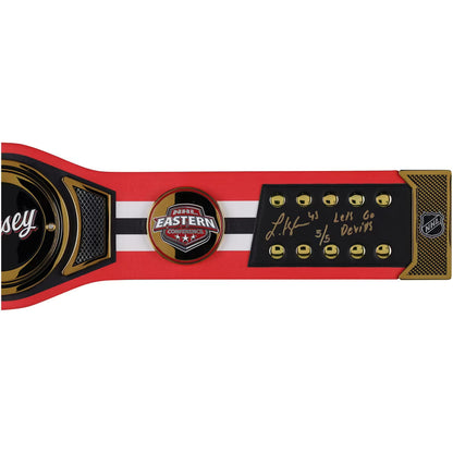 Luke Hughes New Jersey Devils Autographed Fanatics Authentic WWE Legacy Title Belt with "Lets Go Devils" Inscription - Limited Edition #5/5
