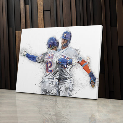 Francisco Lindor & Pete Alonso Canvas Art – New York Mets Wall Decor