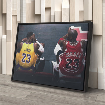 Michael Jordan & LeBron James Canvas – Lakers vs Bulls Wall Art