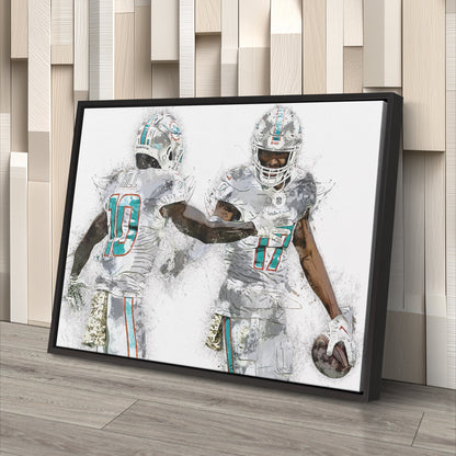 Tyreek Hill & Jaylen Waddle Canvas Art – Miami Dolphins Wall Decor