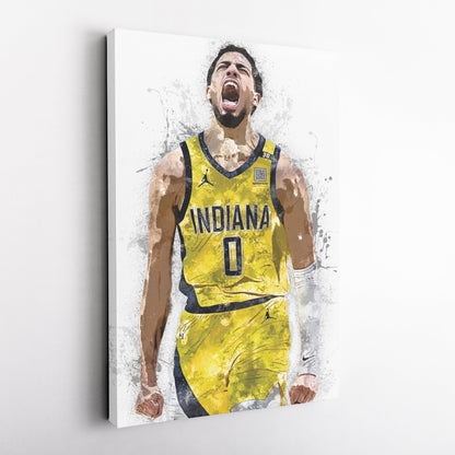 Tyrese Haliburton Canvas Art – Indiana Pacers Wall Decor