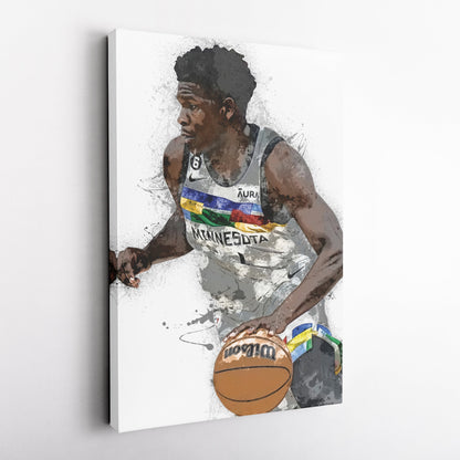 Anthony Edwards Canvas Art – Minnesota Timberwolves Wall Decor