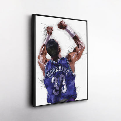 Alonzo Mourning Canvas Art – Charlotte Hornets Wall Decor