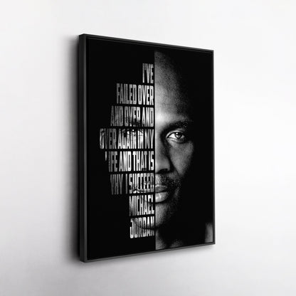 Michael Jordan Face Canvas Art - Motivational NBA Poster Wall Decor