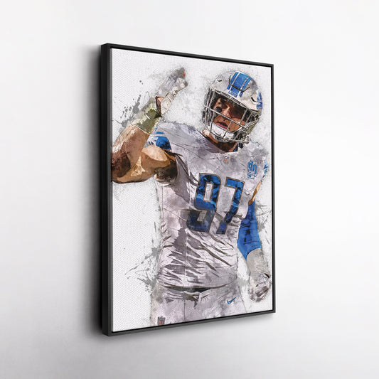 Aidan Hutchinson Canvas Art – Detroit Lions Wall Decor