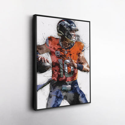 Bo Nix Canvas Art – Denver Broncos Wall Decor