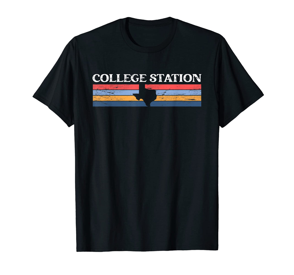 College Station Texas Tx Stripes State 70S T-Shirt - Novelty Apparel Unisex
