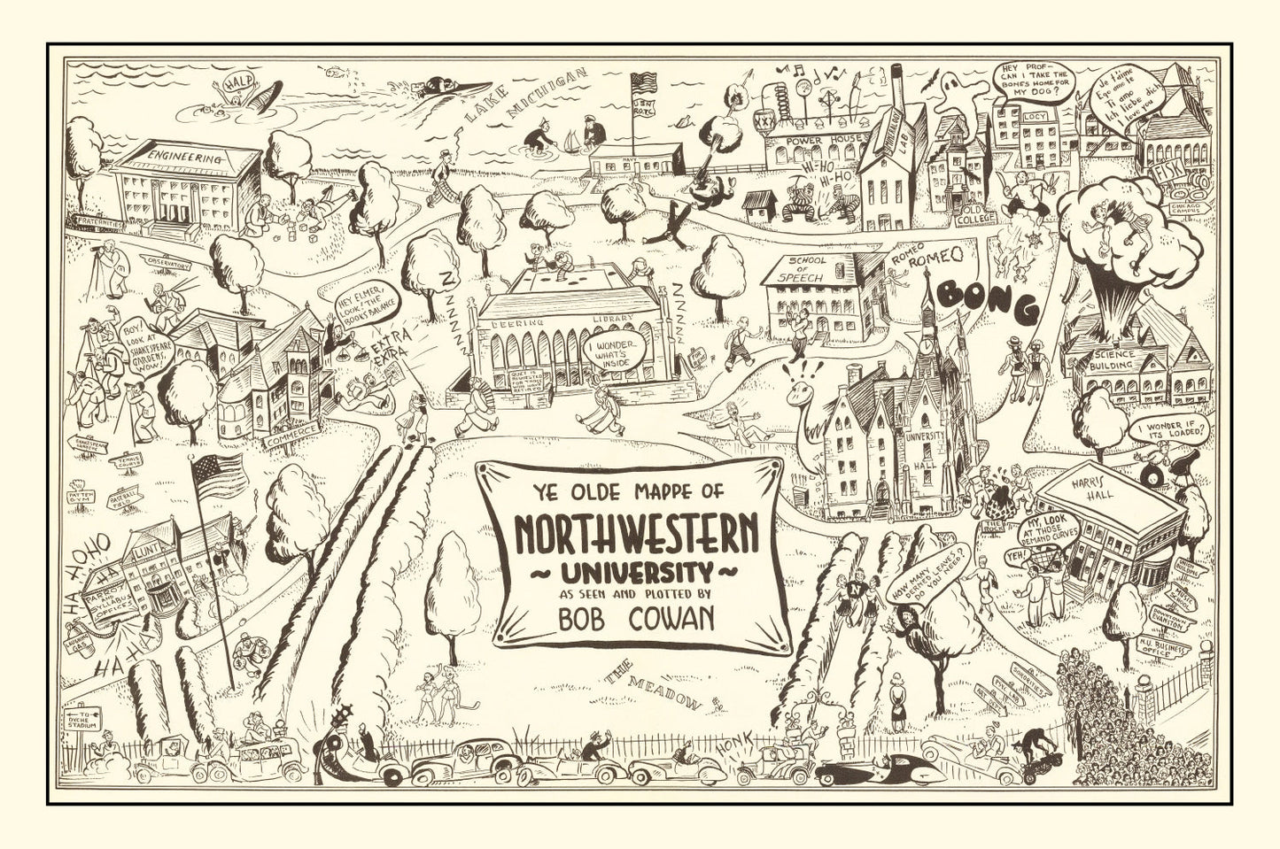 Vintage Map of Northwestern University 1940