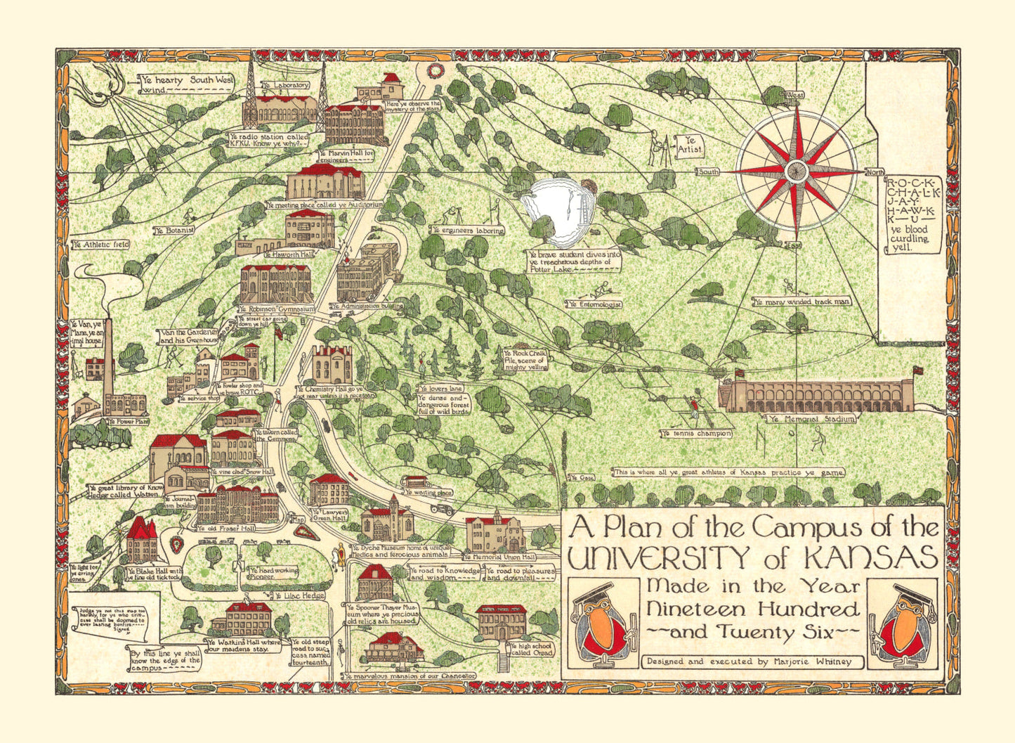 Vintage Map of the University of Kansas 1926