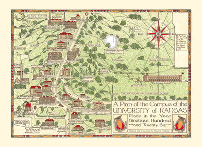Vintage Map of the University of Kansas 1926