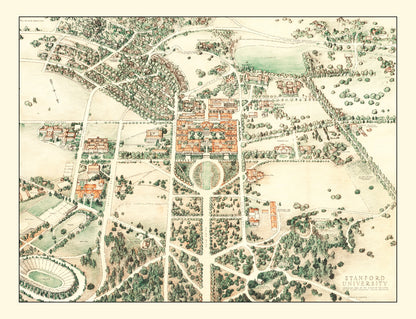 Vintage Map of Stanford University 1934