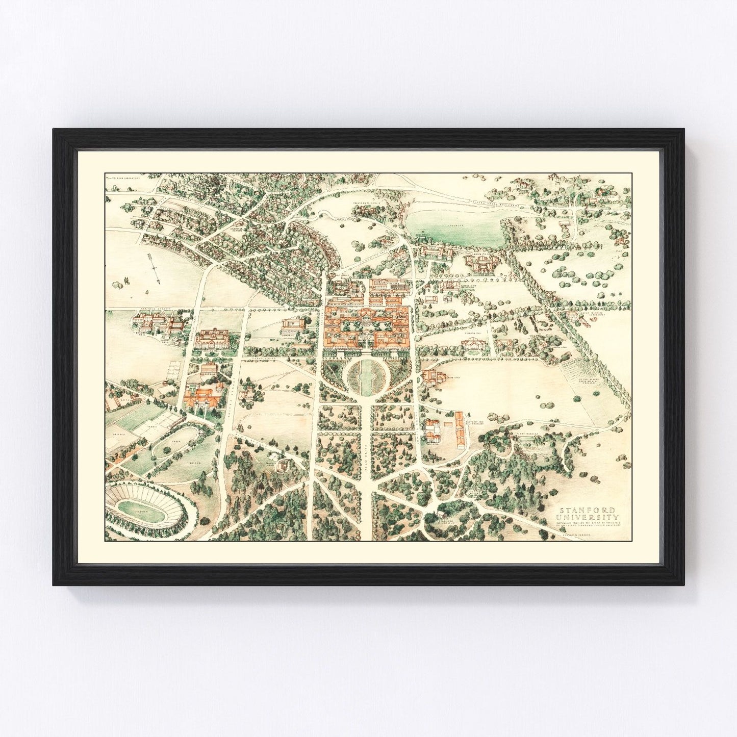 Vintage Map of Stanford University 1934