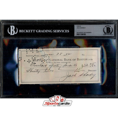 Jack Sharkey Signed Autographed Check BGS JSA