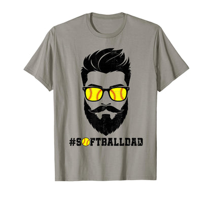 Softball Dad Beard Sunglasses T-Shirt - Aesthetic Graphic for Adults